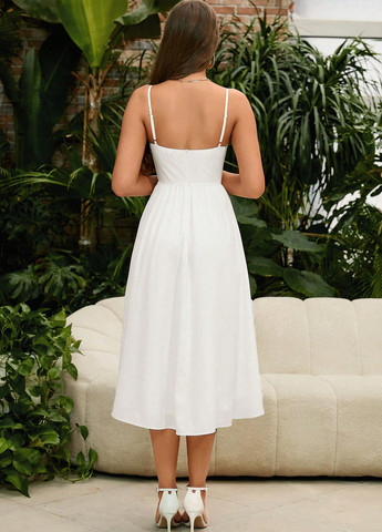 Білий кежуал сукня а-силует, кльош SHEIN однотонна