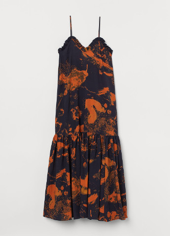 Темно-синя кежуал сукня кльош, годе H&M з абстрактним візерунком