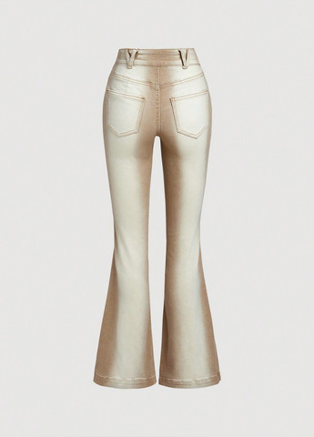 Бежевые демисезонные клеш джинсы SHEIN