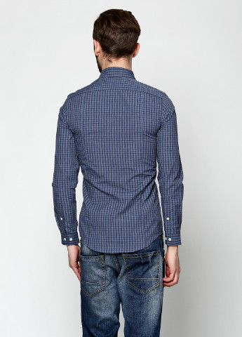 Серо-синяя кэжуал рубашка H&M с длинным рукавом
