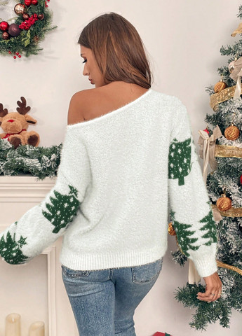 Белый демисезонный свитер SHEIN