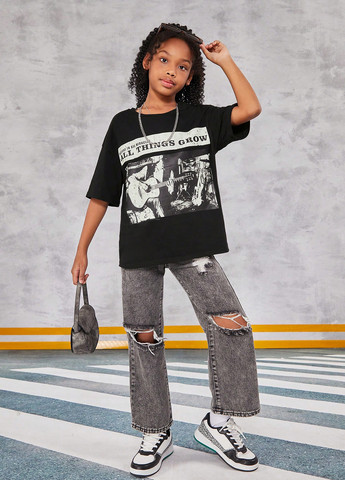 Черная летняя футболка SHEIN