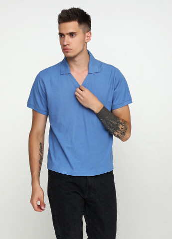 Голубой мужская футболка поло Devon & Jones однотонная