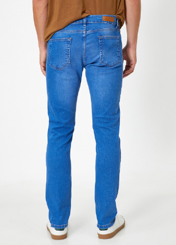 Голубые демисезонные слим джинсы KOTON