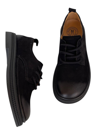 Meego Туфлі дербі чорний з натуральний нубук, румунія — демісезон (362387978)