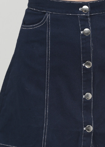 Темно-синяя джинсовая однотонная юбка Monki а-силуэта (трапеция)