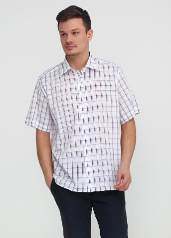 Белая кэжуал рубашка с геометрическим узором Romano Botta с коротким рукавом