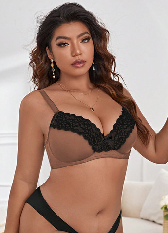 Комбинированный корбей бюстгальтер SHEIN с косточками полиамид