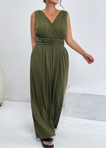 Комбінезон SHEIN комбінезон-брюки однотонний хакі кежуал поліестер