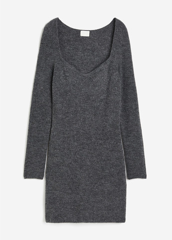 Темно-серое кэжуал платье платье-свитер H&M однотонное