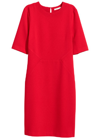 Красное деловое платье футляр H&M однотонное