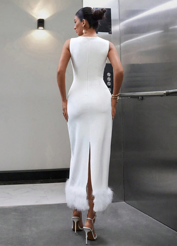 Белое праздничный, вечернее платье силуэтная, платье-майка SHEIN однотонное