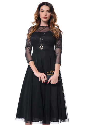 Черное коктейльное платье Arefeva однотонное