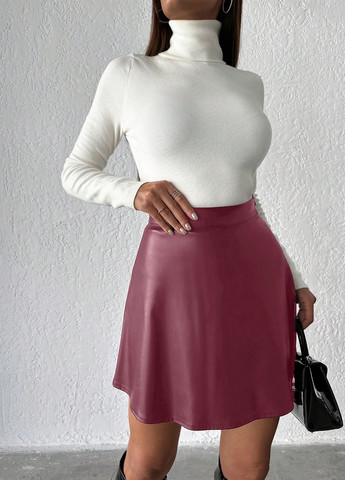 Сливовая кэжуал однотонная юбка SHEIN а-силуэта (трапеция)