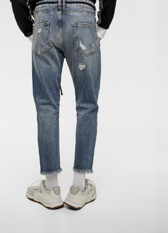 Голубые демисезонные зауженные джинсы Zara