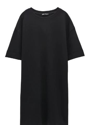 Черное кэжуал платье-футболка Zara однотонное