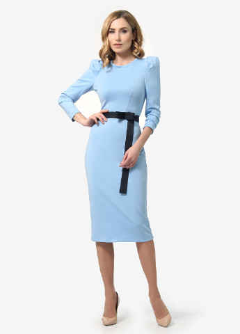 Голубое деловое платье футляр Lada Lucci однотонное