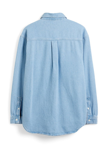 Голубой джинсовая, кэжуал рубашка однотонная C&A