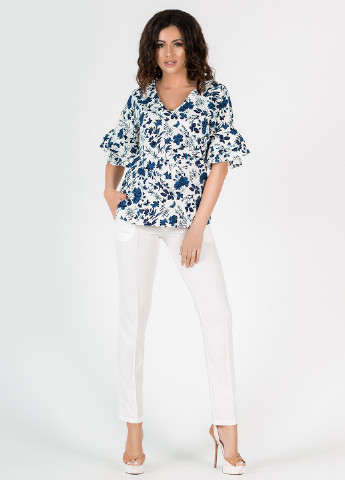 Костюм (блуза, брюки) Charm Collection брючный цветочный белый кэжуал