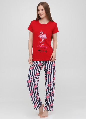 Червона всесезон піжама (футболка, штани) футболка + штани Carla Mara