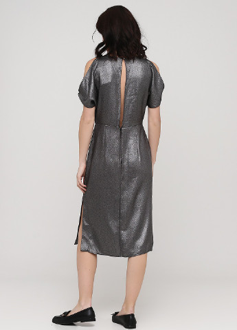 Графитовое коктейльное платье с открытой спиной, с открытыми плечами H&M однотонное