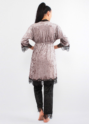Ліловий демісезонний комплект (халат, топ, штани) Ghazel