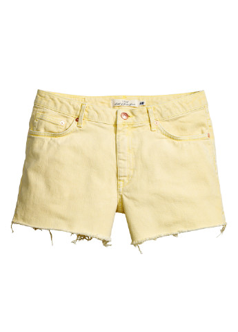 Шорты H&M однотонные светло-жёлтые джинсовые