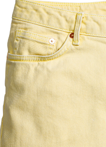 Шорты H&M однотонные светло-жёлтые джинсовые