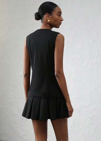 Черное кэжуал платье клеш SHEIN однотонное