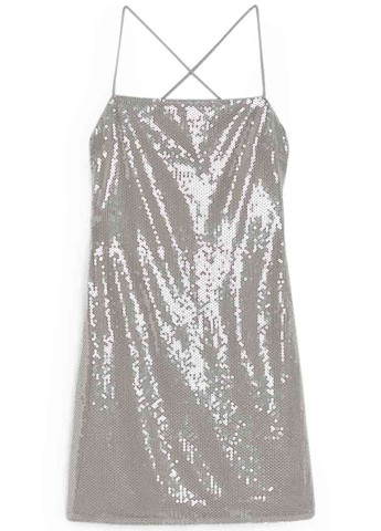 Серебряное вечернее платье силуэтная C&A однотонное