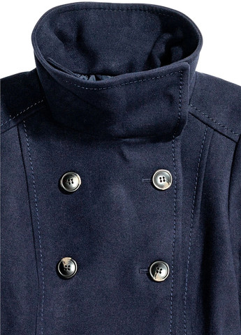 Темно-синє Кежуал напівпальто двобортне H&M однотонне