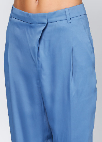 Голубые кэжуал демисезонные с высокой талией брюки Uterque