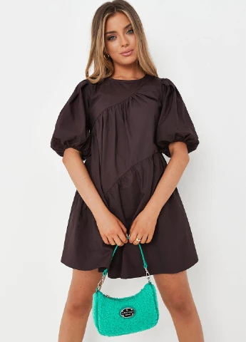 Темно-коричневое кэжуал платье а-силуэт Missguided однотонное