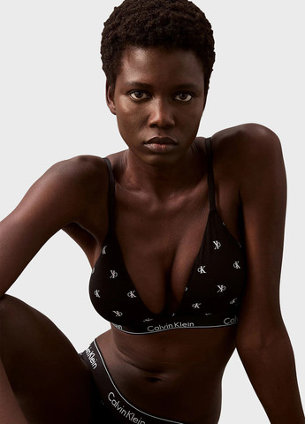 Чёрный триэнджел бюстгальтер Calvin Klein без косточек хлопок