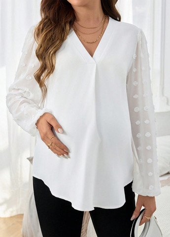 Белая блуза для беременных с баской SHEIN