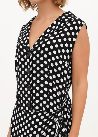 Черное кэжуал платье а-силуэт Vicolo в горошек