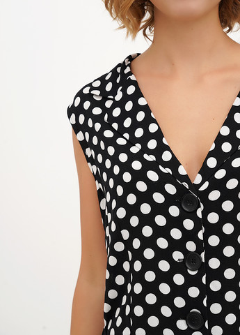 Черное кэжуал платье а-силуэт Vicolo в горошек