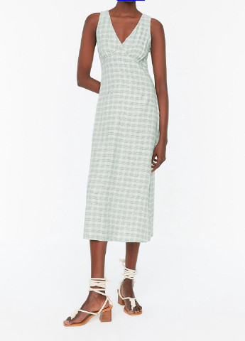 Зелена повсякденний сукня AMORI в клітинку