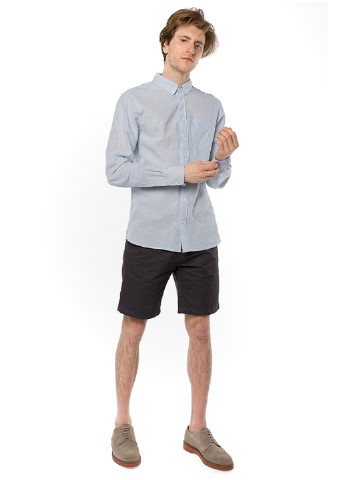 Светло-голубой кэжуал рубашка однотонная Blend с длинным рукавом