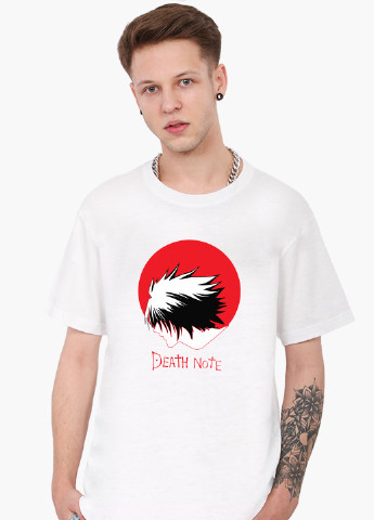Белая футболка мужская эл лолайт тетрадь смерти (death note) белый (9223-2653) xxl MobiPrint