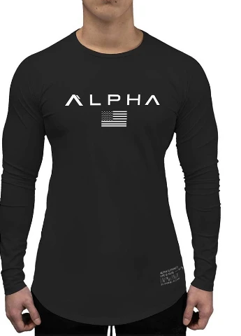 Чорний лонгслів Alpha однотонний чорний спортивні