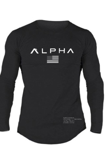 Чорний лонгслів Alpha однотонний чорний спортивні