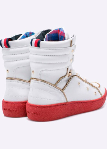 Кожанные кроссовки-хайтопы Tommy Hilfiger белые демисезоны (223340207)