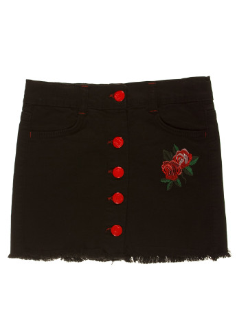 Черная джинсовая цветочной расцветки юбка Nasimo мини