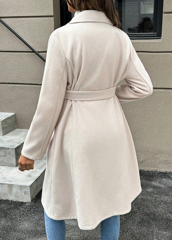 Кремове демісезонне Пальто для вагітних двобортне SHEIN