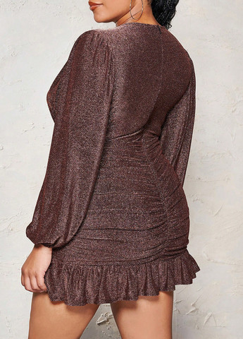 Кофейное коктейльное платье силуэтная SHEIN с узором «перец с солью»