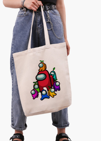 Эко сумка шоппер белая Амонг Ас (Among Us) (9227-2596-WTD) экосумка шопер 41*39*8 см MobiPrint (216642228)