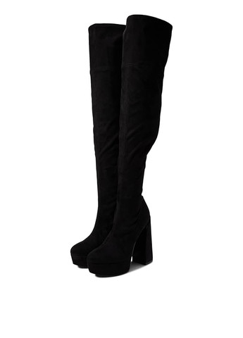 Женские черные сапоги ботфорты Guess и на высоком каблуке
