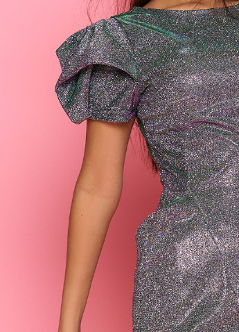 Смарагдова вечірня голографіна міні сукня Jadone Fashion