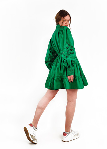 Зеленое кэжуал платье рубашка, клеш Boohoo однотонное